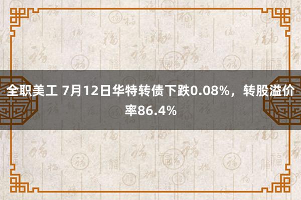 全职美工 7月12日华特转债下跌0.08%，转股溢价率86.4%